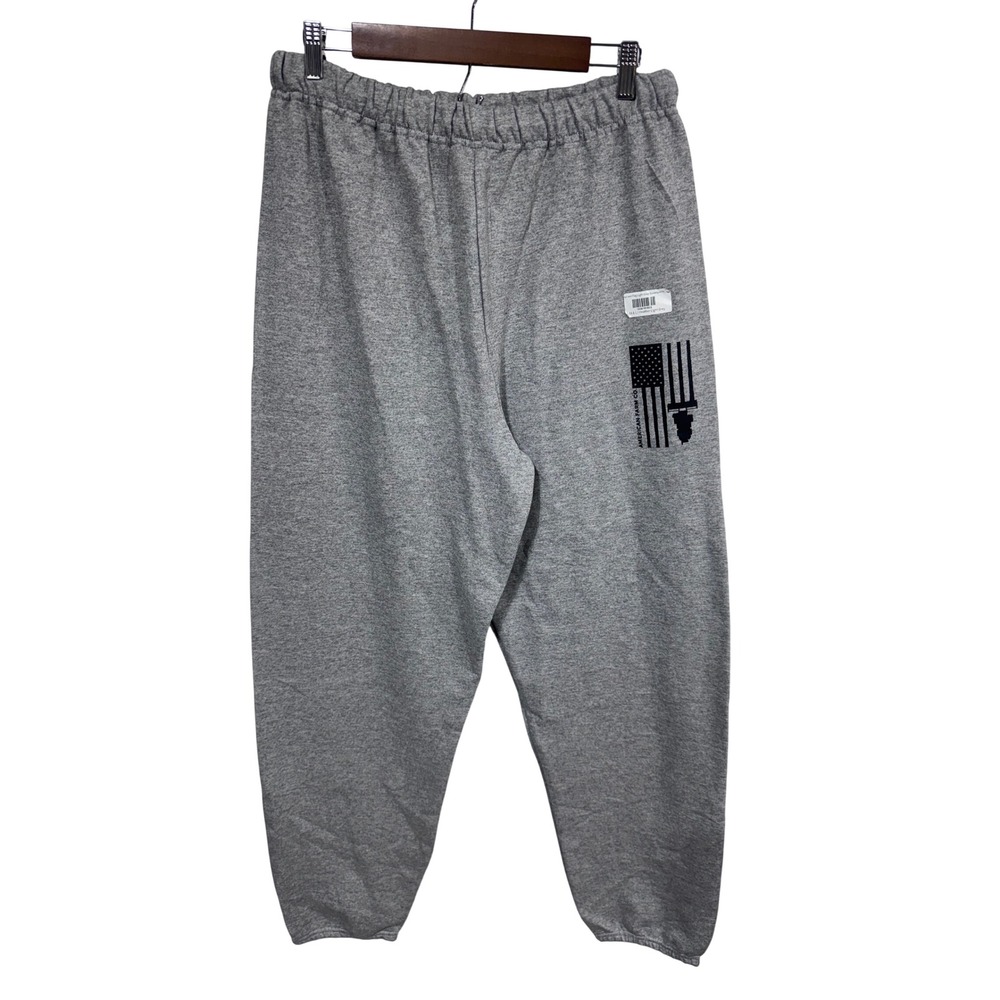 Jerzees Men's L Heather Light Grey Sweatpants American Farm Co Harvest Flag New